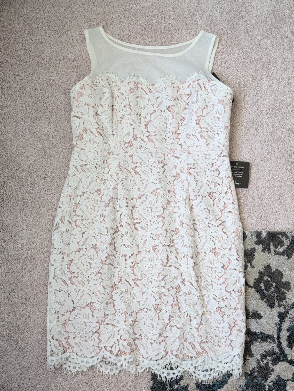 Lulu's Nude& Ivory Lace Overlay Dress XL